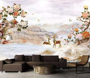 3D Deer Forest 151 Wall Murals Wallpaper AJ Wallpaper 2 