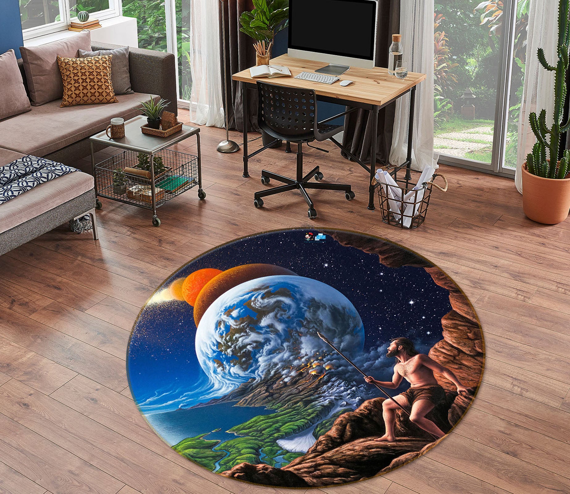 3D Planet Earth 85127 Jerry LoFaro Rug Round Non Slip Rug Mat