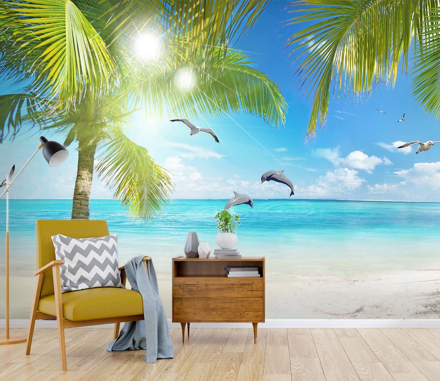 3D Coconut Palm Tree 1433 Wall Murals Wallpaper AJ Wallpaper 2 