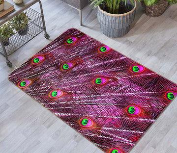 3D Fuchsia Peacock Feather 68211 Animal Non Slip Rug Mat