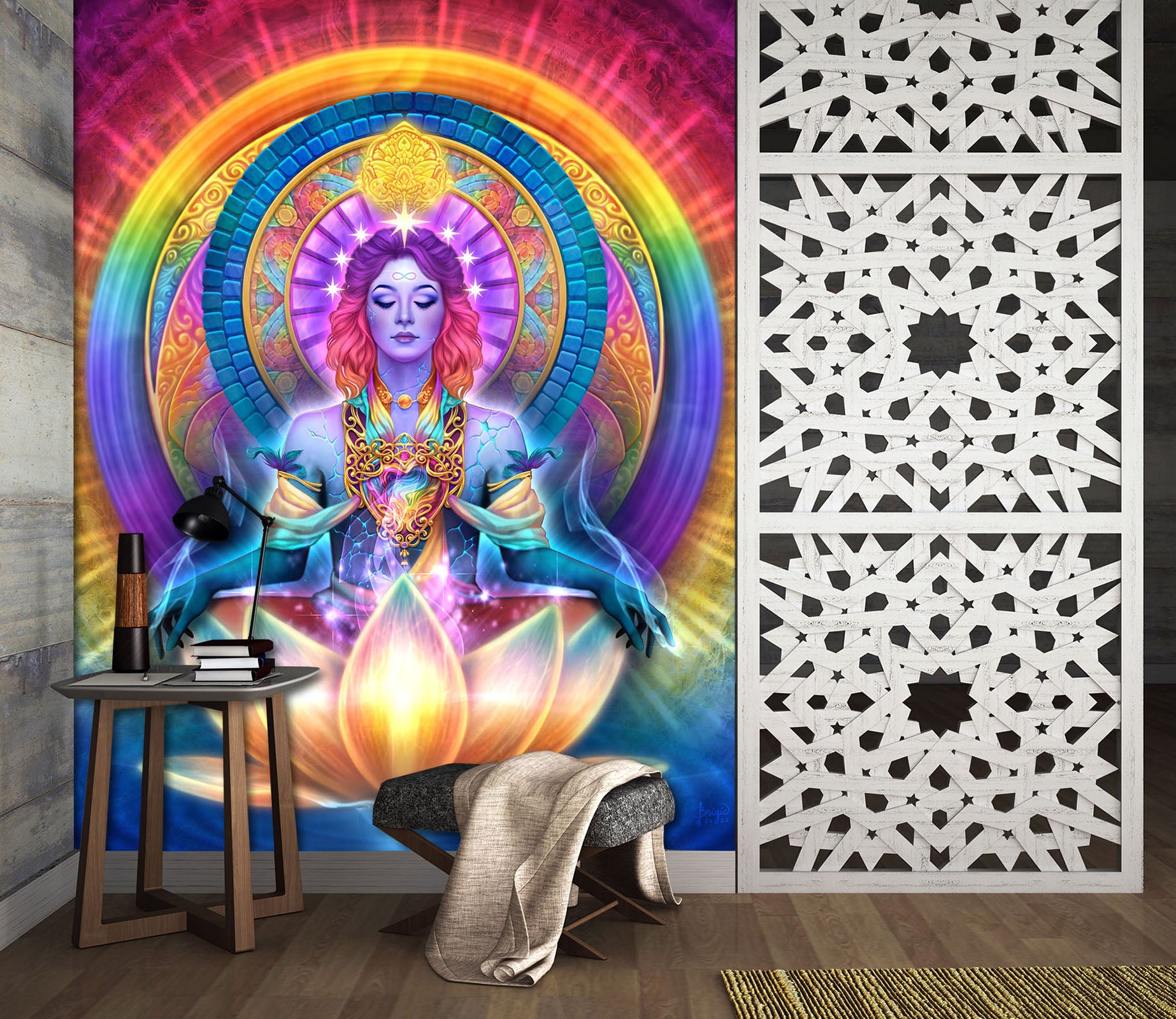 3D Colorful Lotus Woman 8799 Brigid Ashwood Wall Mural Wall Murals