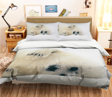 3D White Sea Lion 015 Bed Pillowcases Quilt