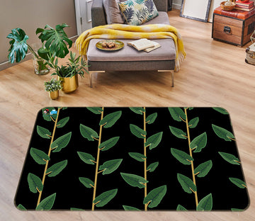 3D Green Leaves Rattan 10791 Kashmira Jayaprakash Rug Non Slip Rug Mat