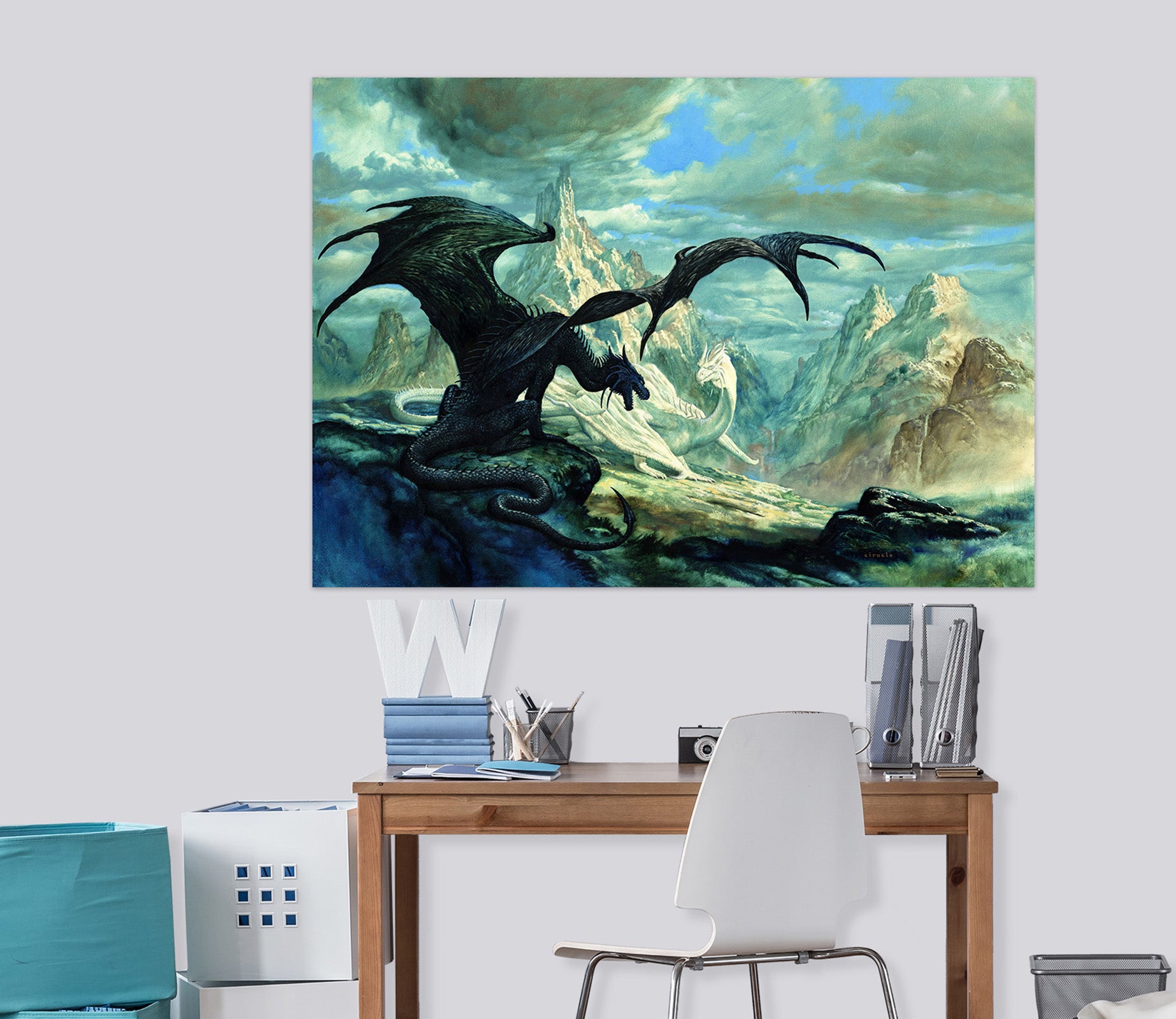 3D Dragon Snow Mountain 8051 Ciruelo Wall Sticker