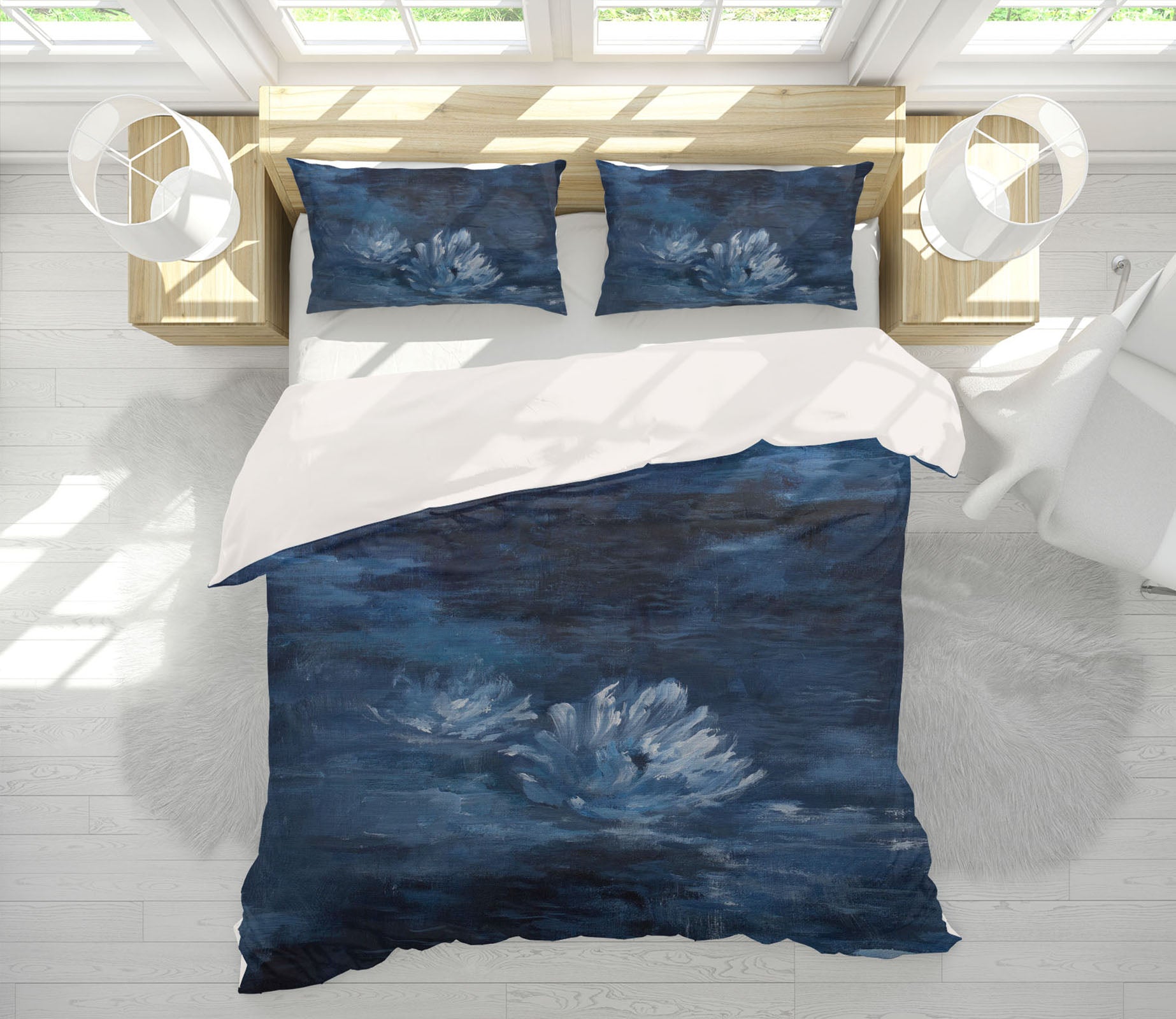 3D Moonlight Lillies 116 Debi Coules Bedding Bed Pillowcases Quilt