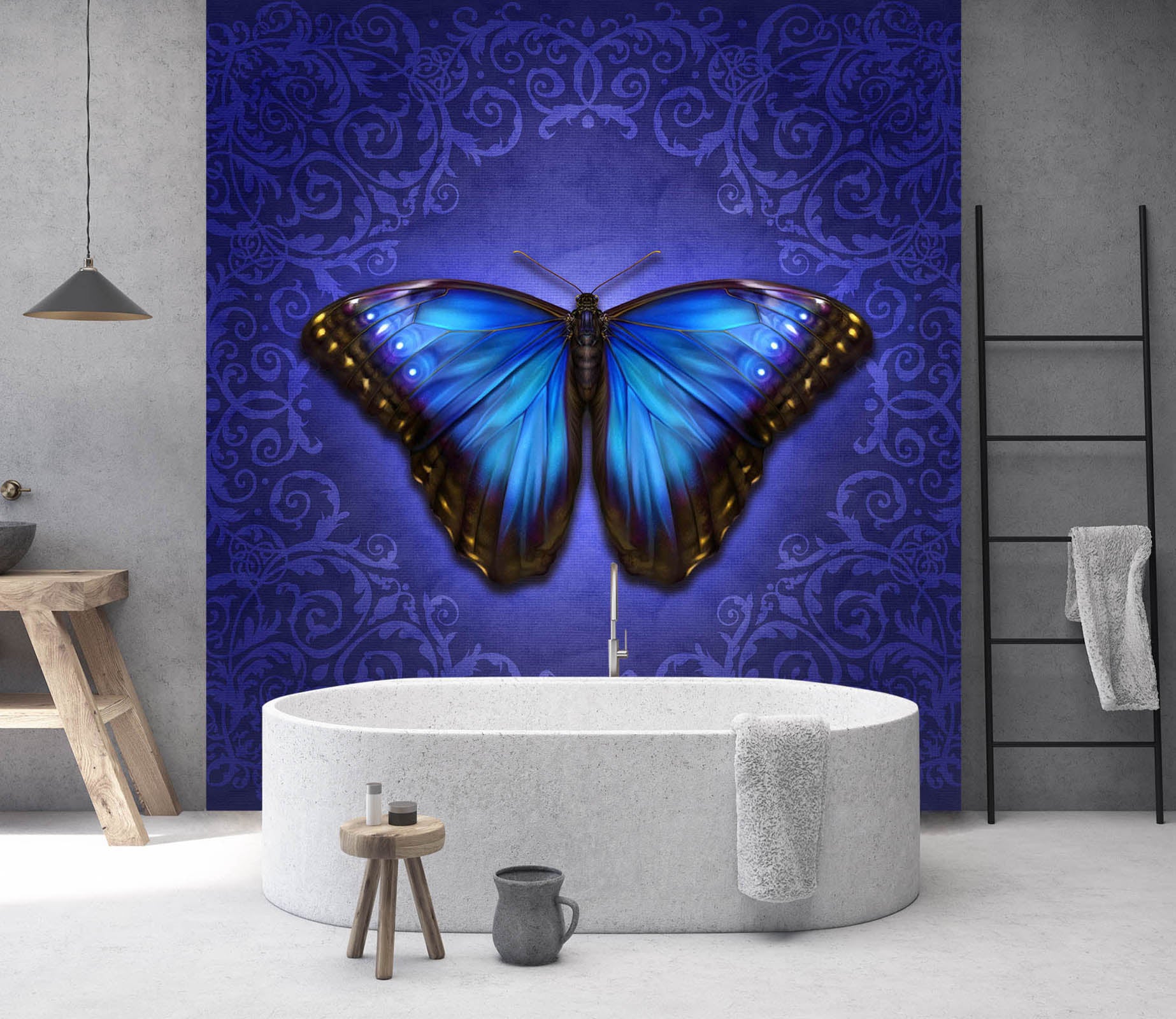 3D Blue Purple Butterfly 8770 Brigid Ashwood Wall Mural Wall Murals