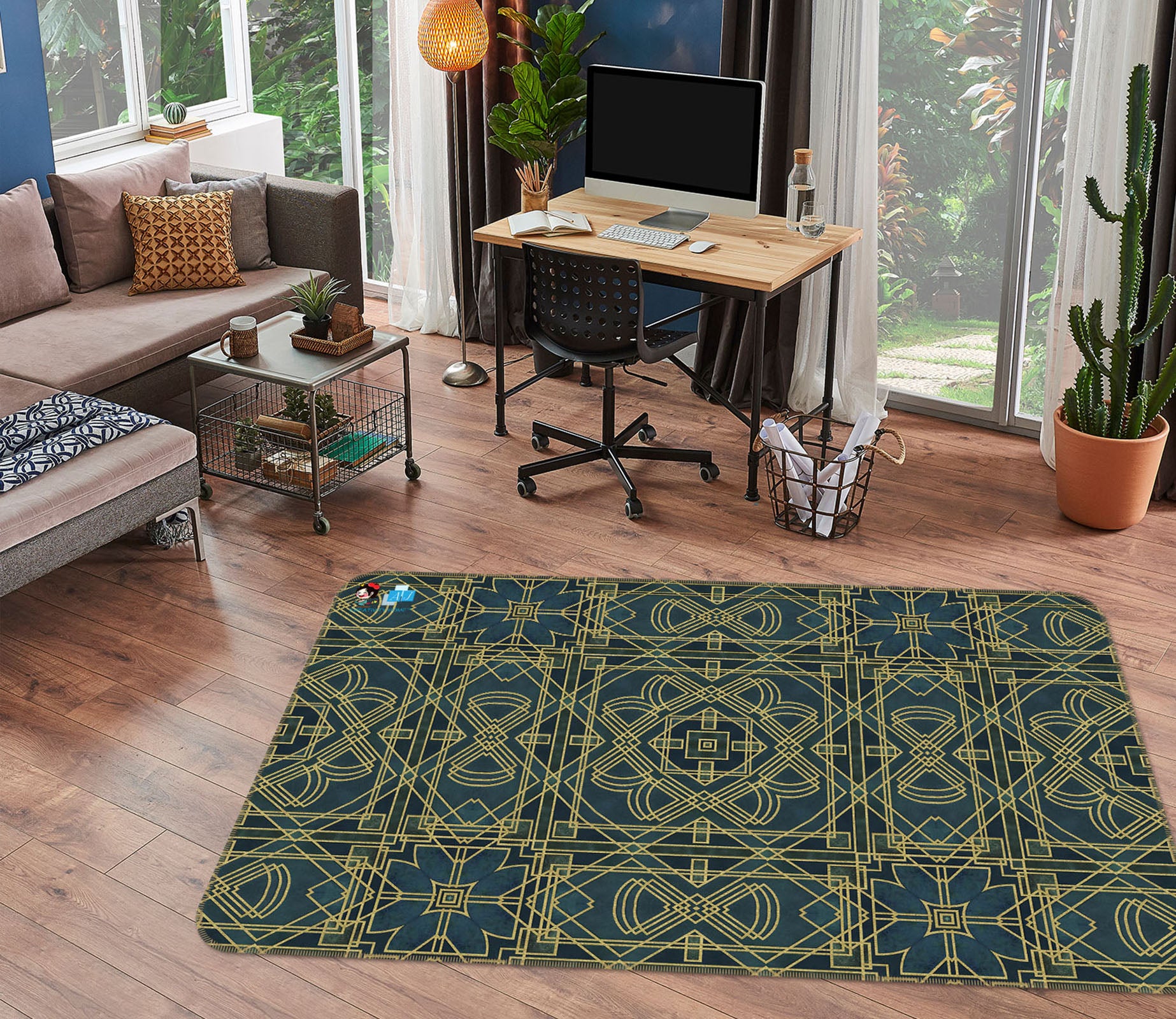 3D Pattern Lines 83003 Andrea haase Rug Non Slip Rug Mat