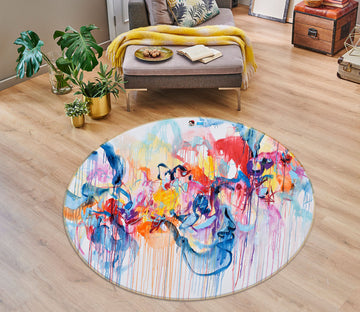 3D Watercolor Art 1370 Misako Chida Rug Round Non Slip Rug Mat