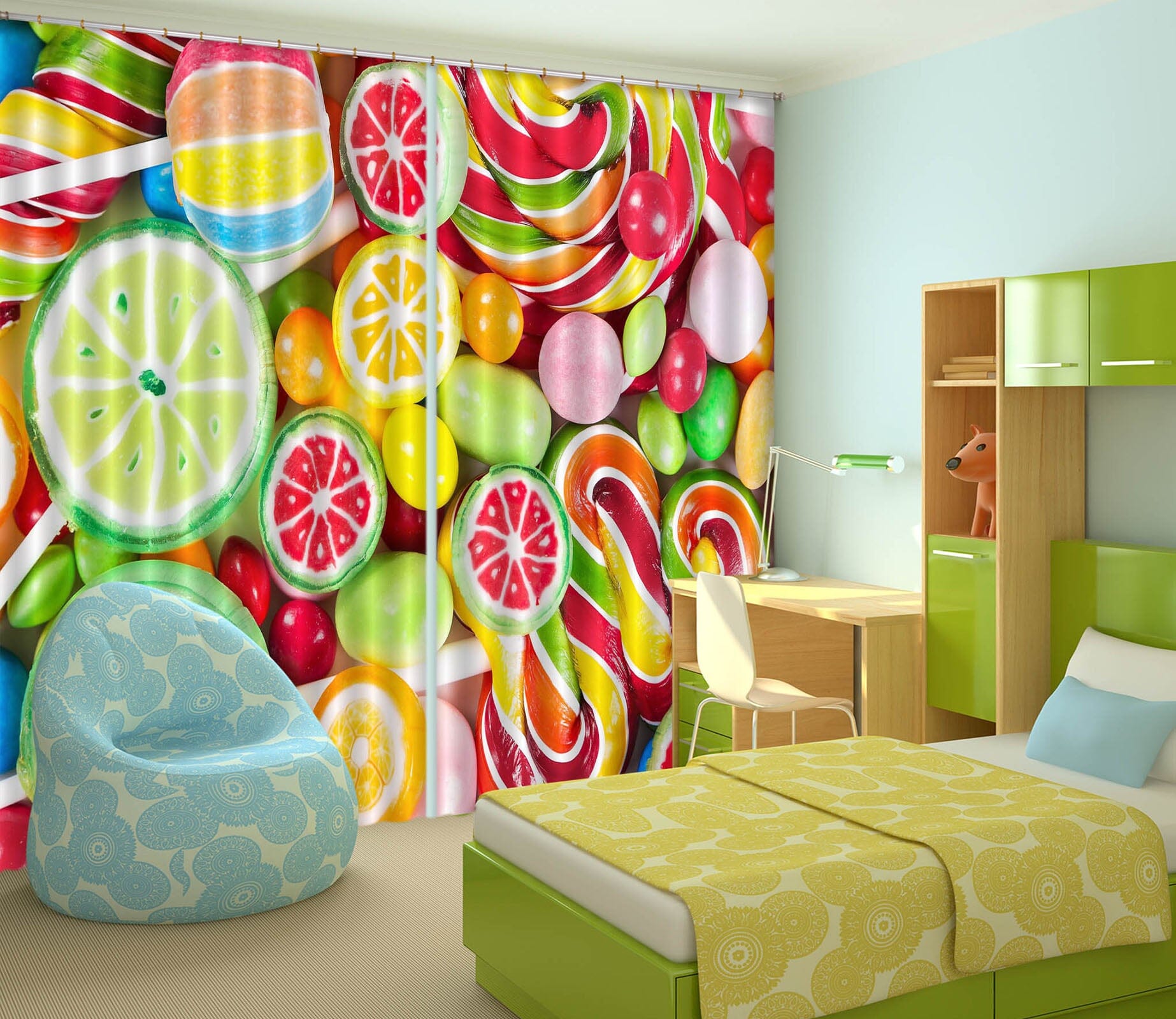 3D Colored Candy 703 Curtains Drapes Wallpaper AJ Wallpaper 