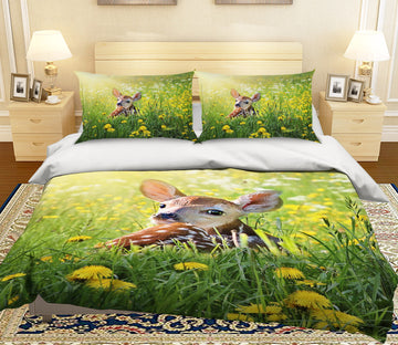 3D Sika Deer Flower 053 Bed Pillowcases Quilt