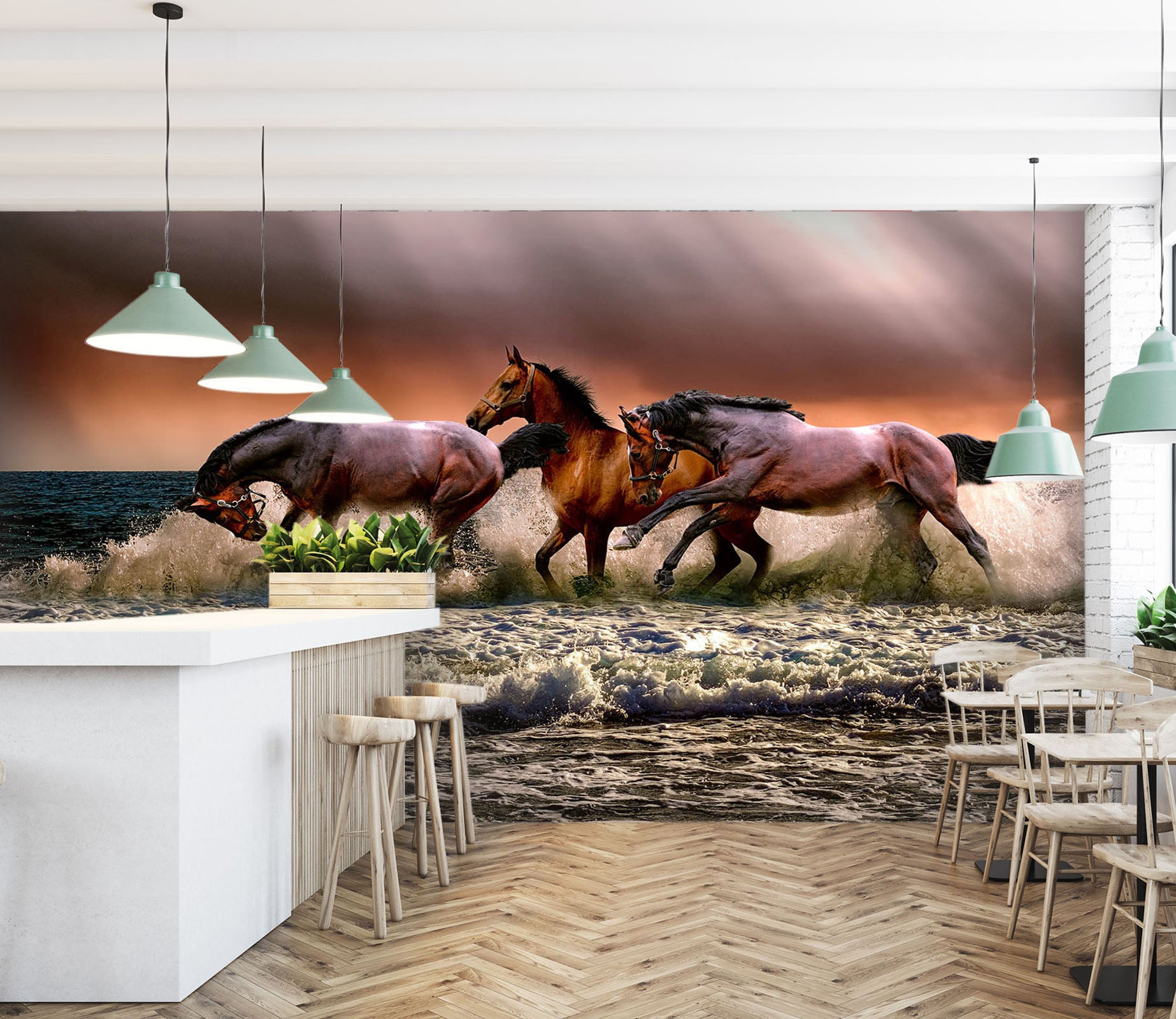 3D Sea Wave Horse 134 Wall Murals