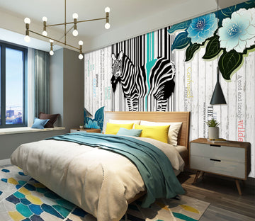 3D Cute Zebra 1544 Wall Murals