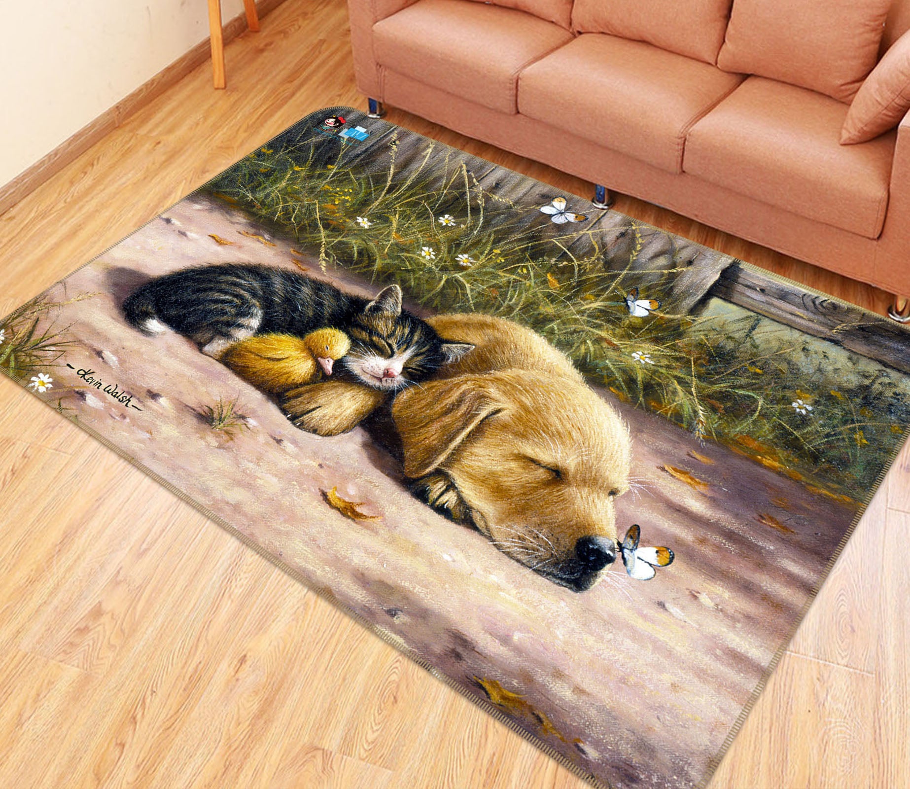 3D Animal Friend 002 Kevin Walsh Rug Non Slip Rug Mat