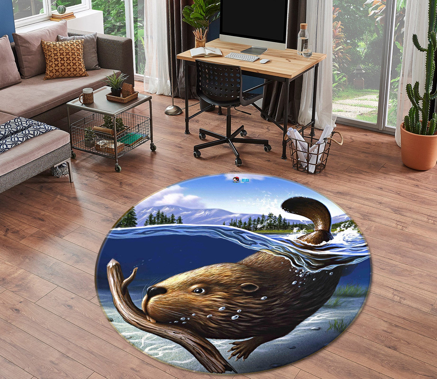 3D Busy Beaver 85104 Jerry LoFaro Rug Round Non Slip Rug Mat