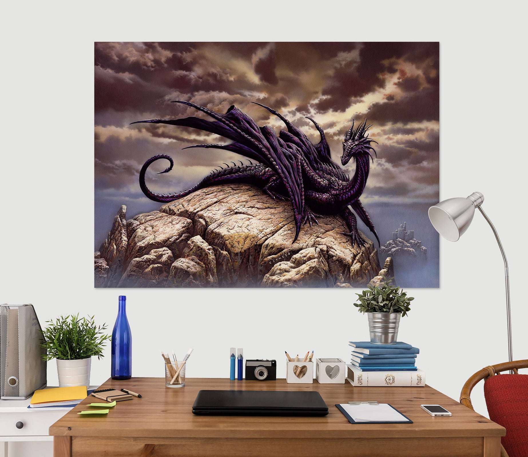 3D Stone Dragon 8040 Ciruelo Wall Sticker