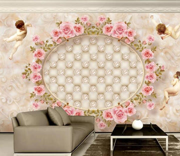 3D Rose Angel Baby WC1558 Wall Murals