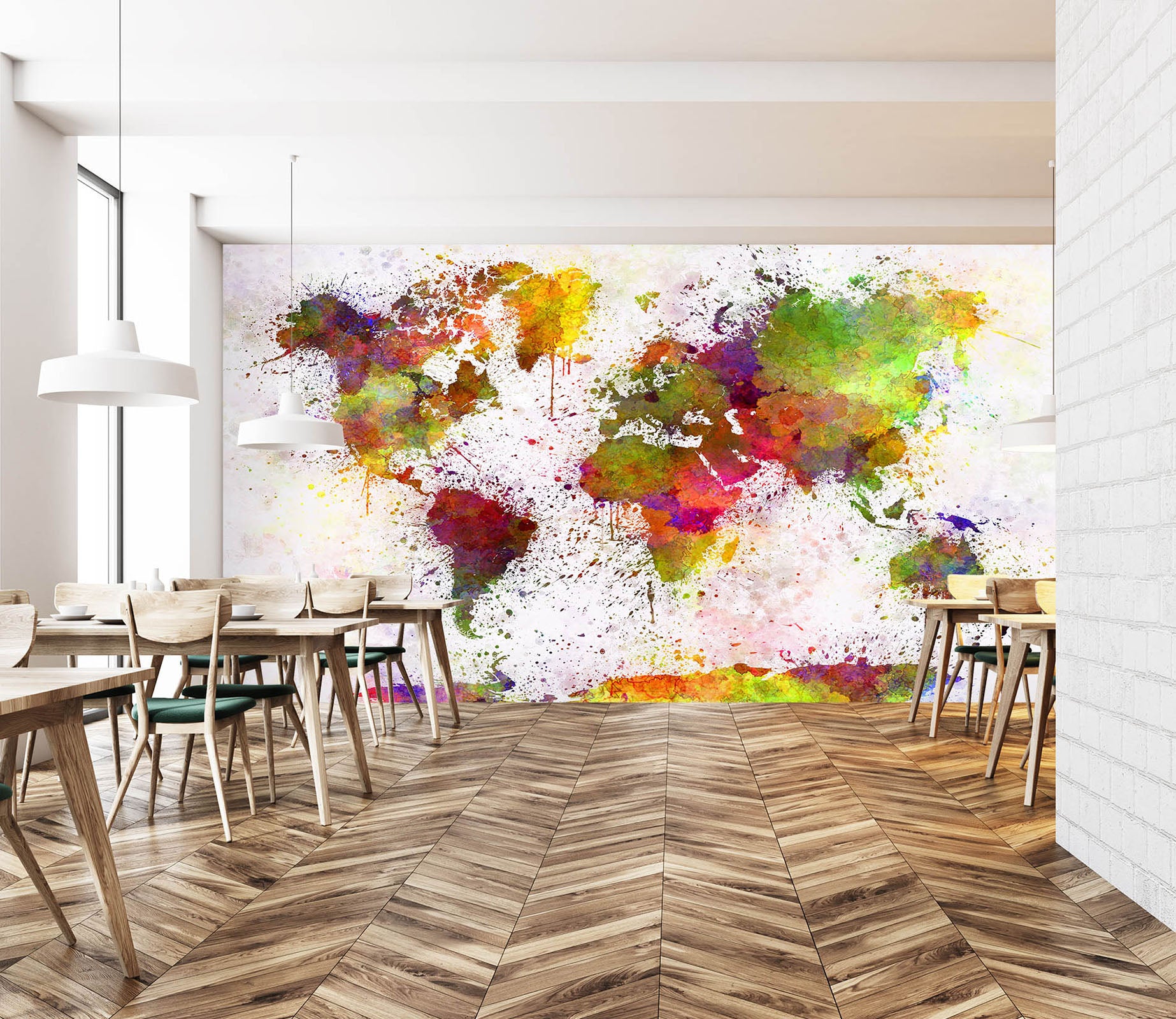 3D Color Splash 2053 World Map Wall Murals