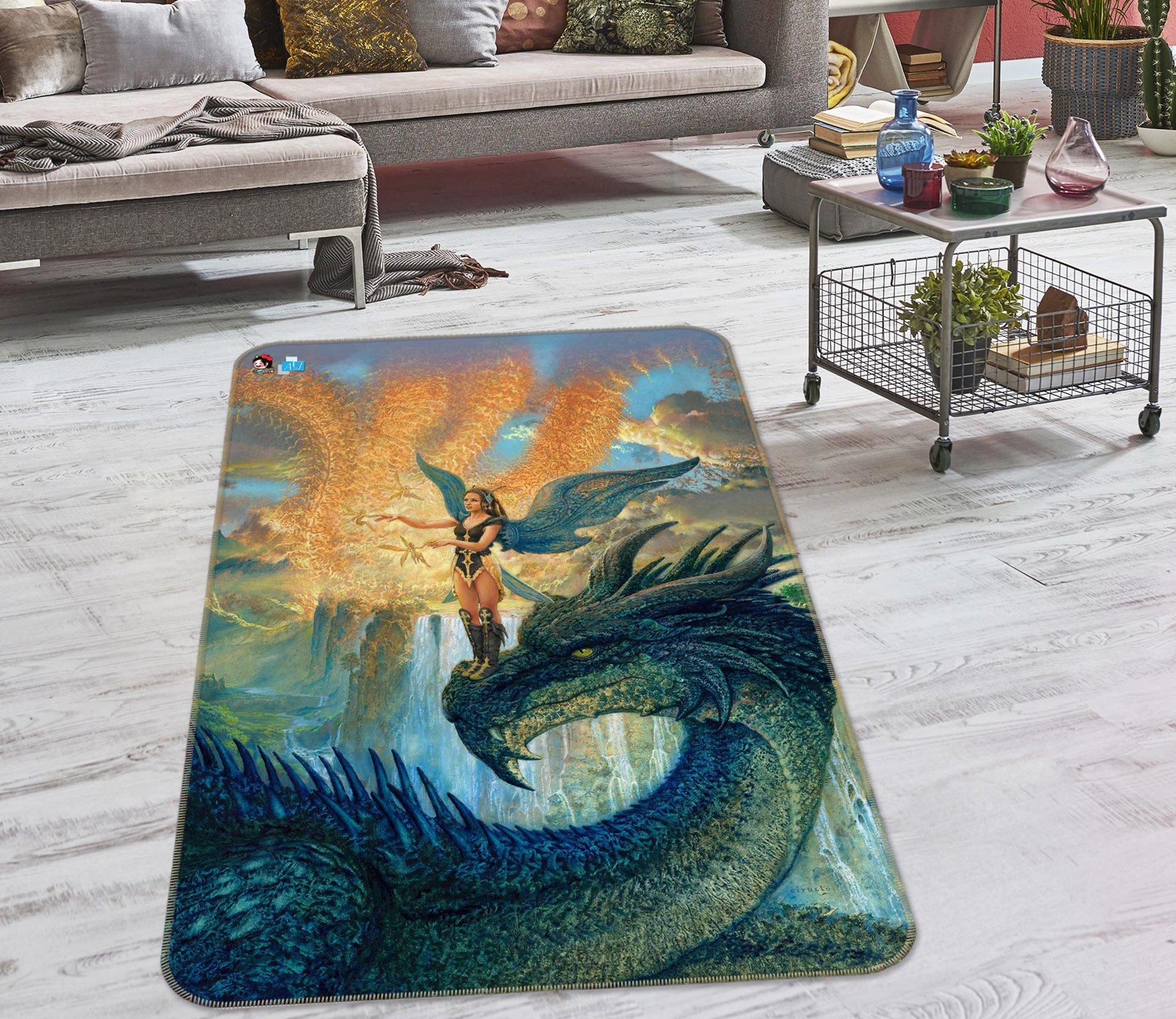 3D Dragon Elf Girl 6050 Ciruelo Rug Non Slip Rug Mat