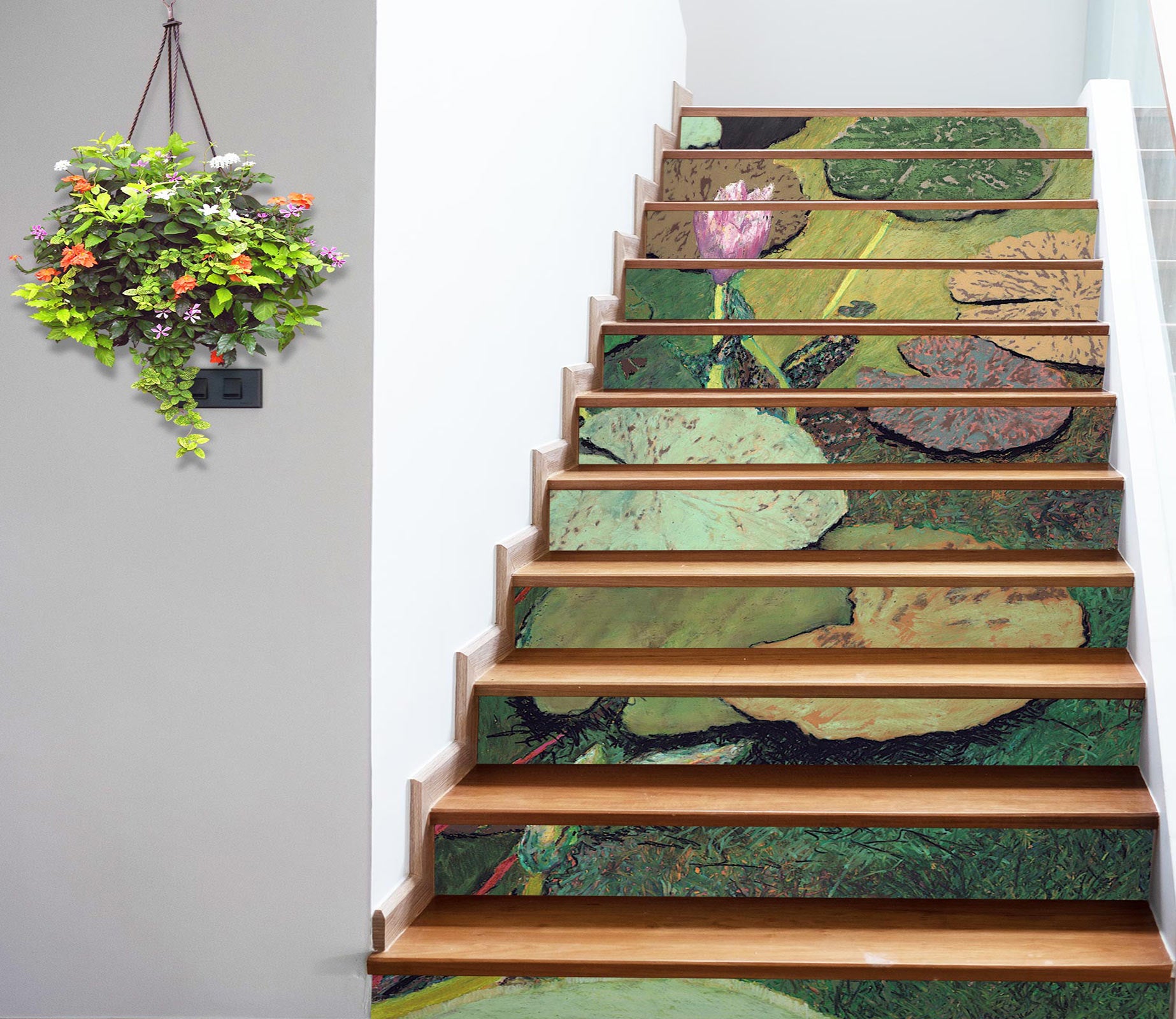 3D Pink Lotus Leaf Pond 90127 Allan P. Friedlander Stair Risers