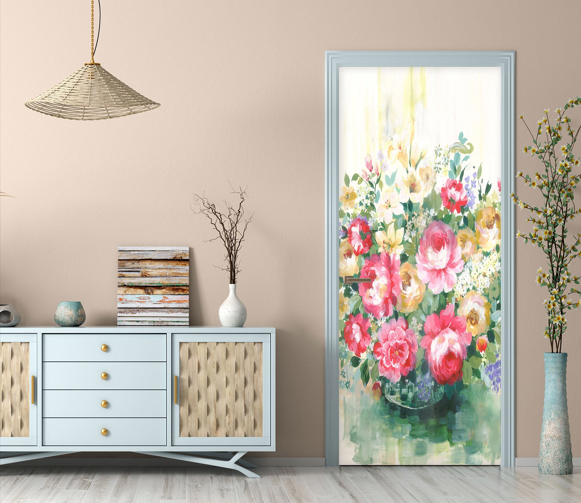 3D Flower Pot 25043 Door Mural