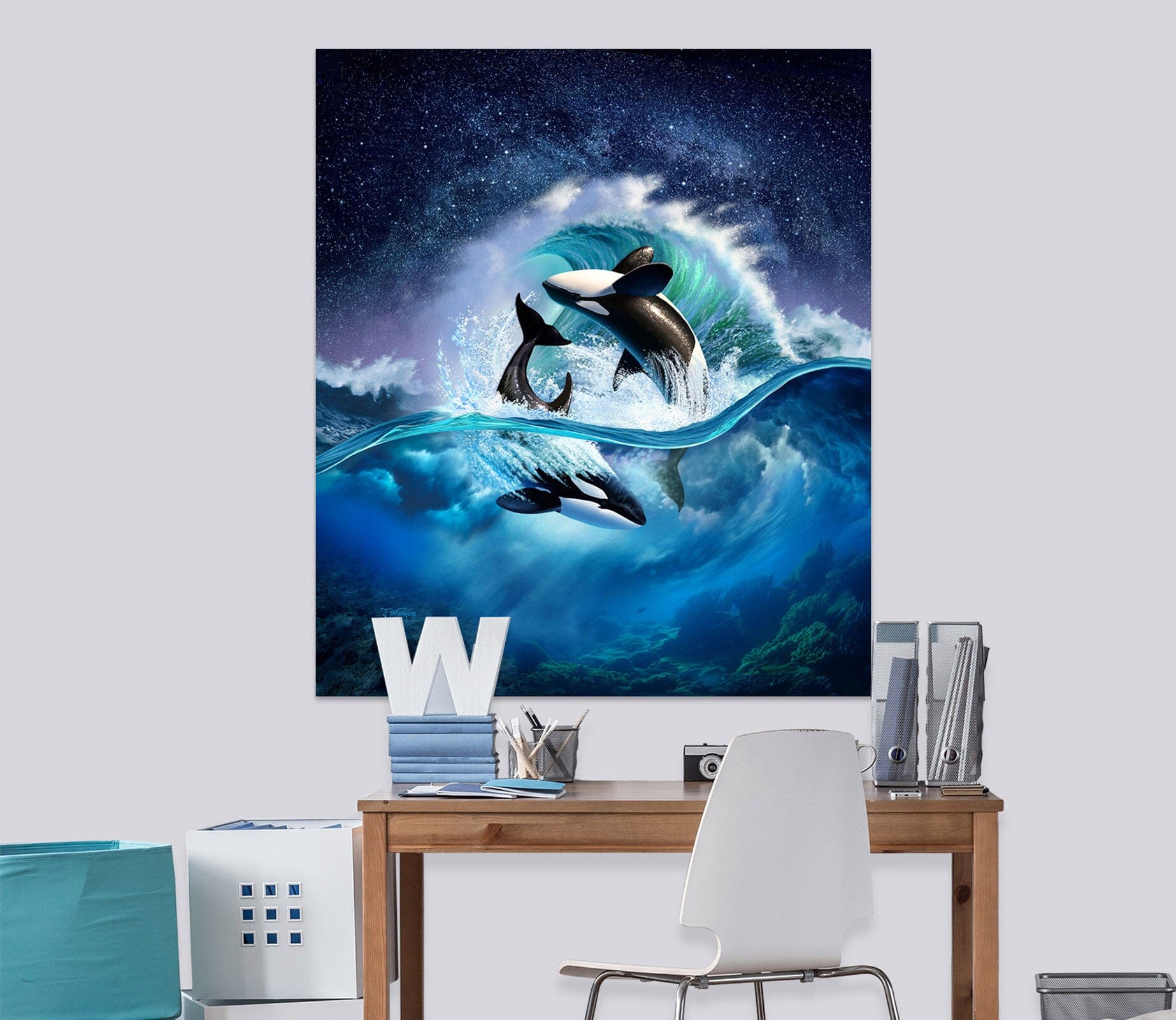 3D Orca Wave 017 Jerry LoFaro Wall Sticker Wallpaper AJ Wallpaper 2 