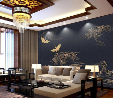 3D Yellow Crane WC403 Wall Murals