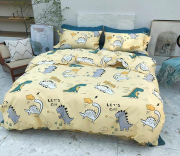 3D Yellow Bottom Little Dinosaur 5008 Bed Pillowcases Quilt