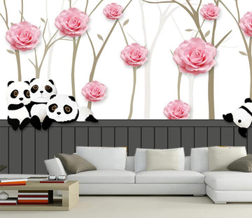 3D Rose Panda WC987 Wall Murals