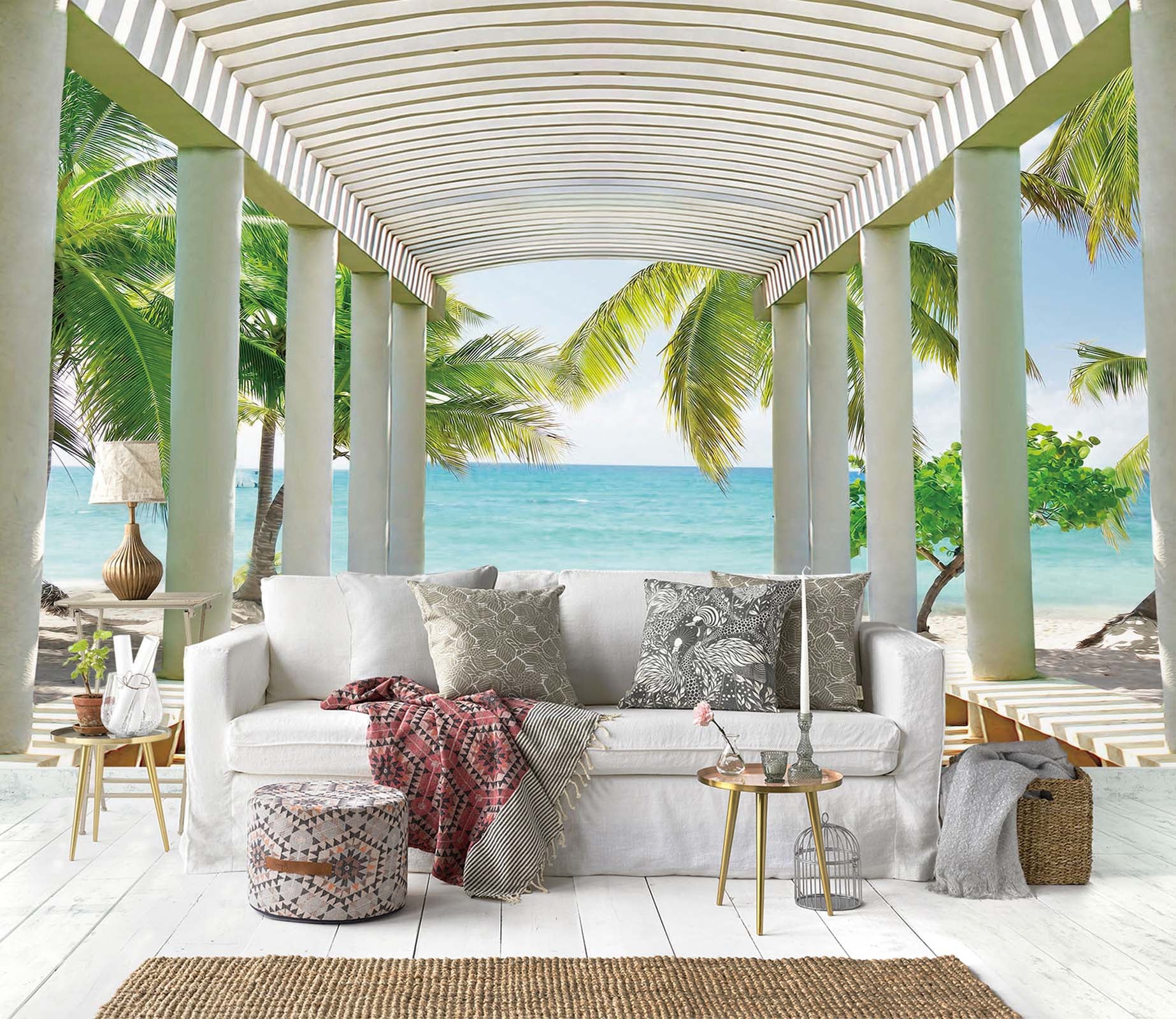 3D Coconut Gazebo 1446 Wall Murals