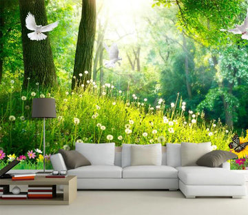 3D Chrysanthemum Pigeon WC203 Wall Murals