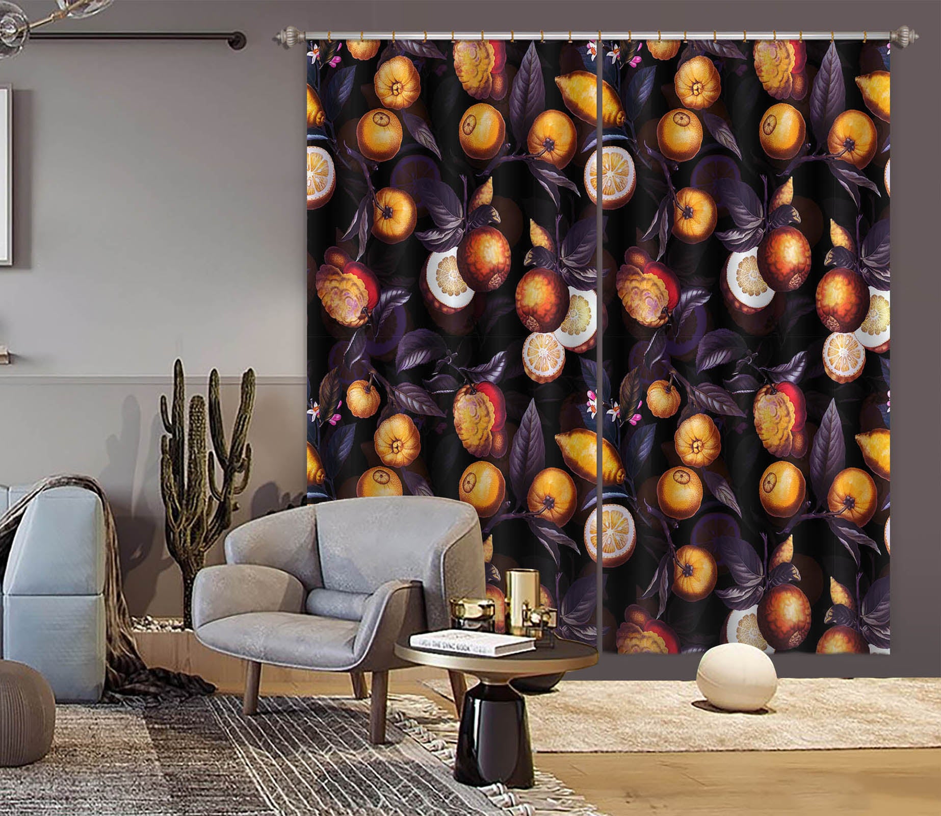 3D Golden Fruit 155 Uta Naumann Curtain Curtains Drapes