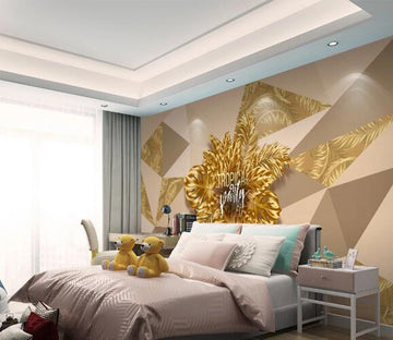 3D Golden Leaves WC1331 Wall Murals