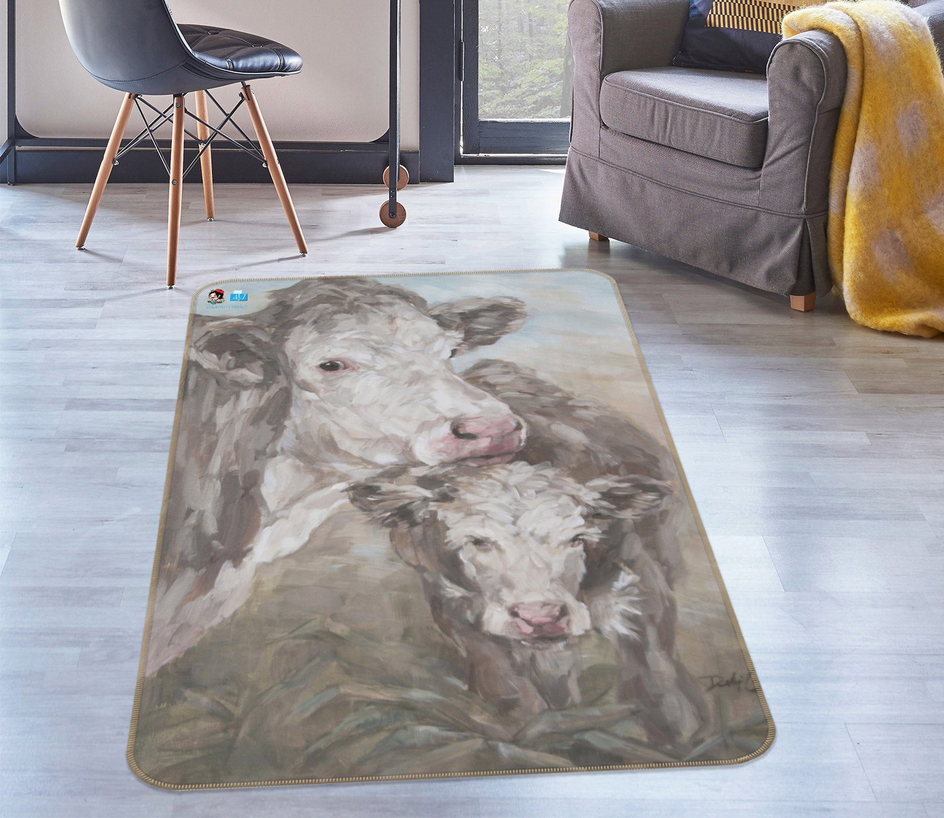 3D Cattle 0181 Debi Coules Rug Non Slip Rug Mat