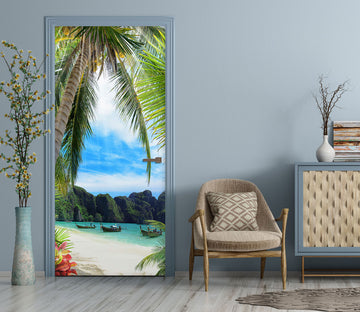 3D Seaside Coconut Tree 24010 Door Mural