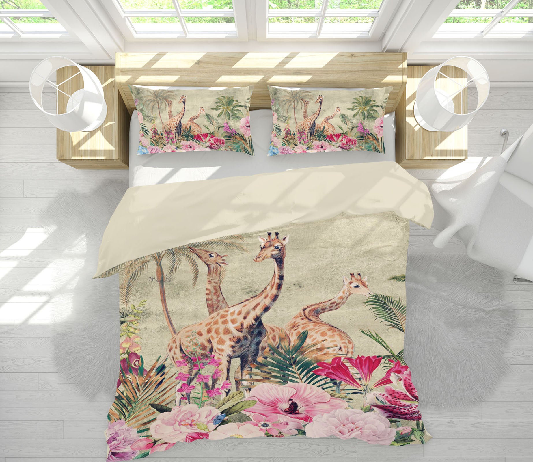 3D Giraffe Flower Bush 18152 Uta Naumann Bedding Bed Pillowcases Quilt