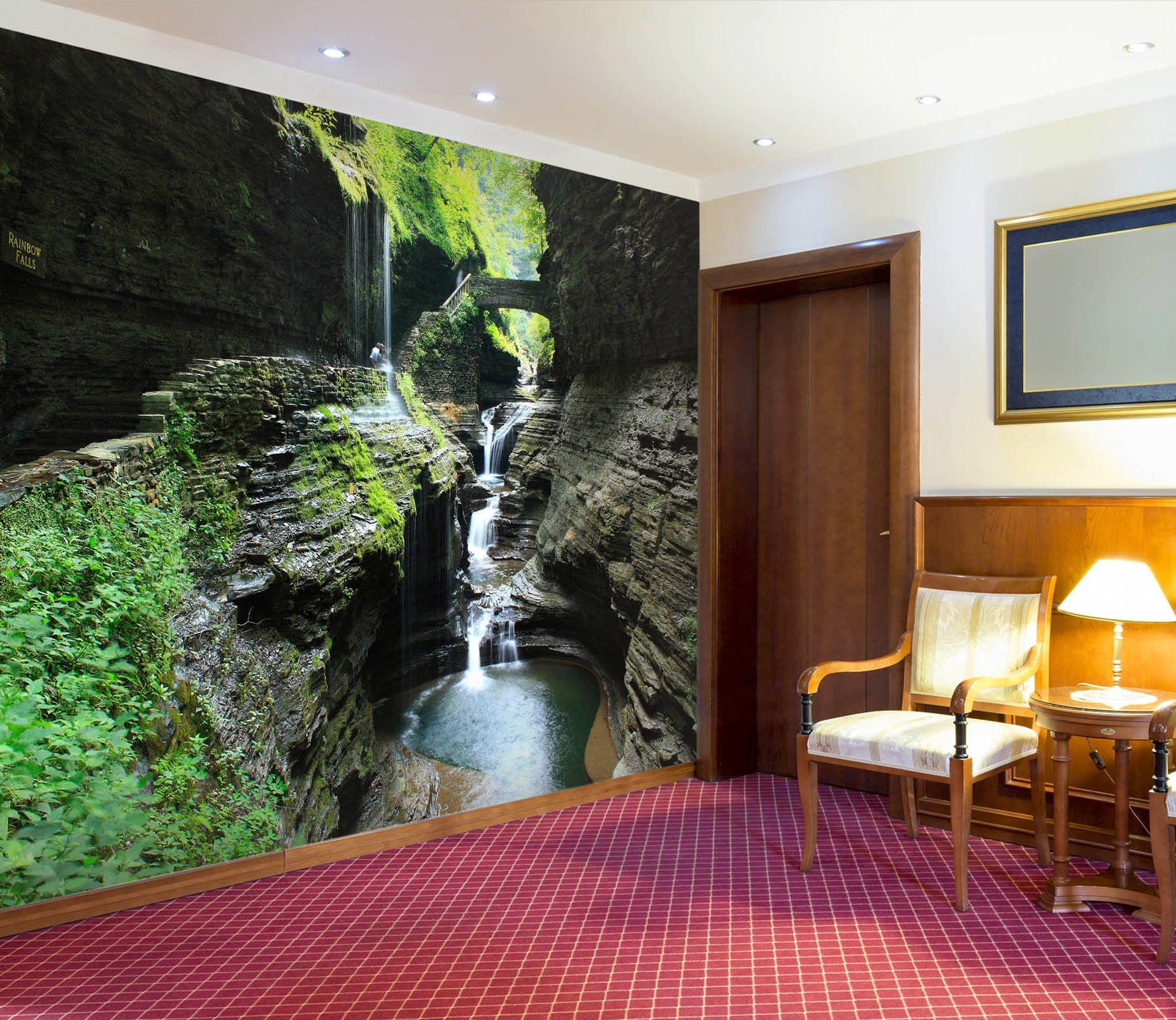 3D waterfall and rocks 1511 Wall Murals Wallpaper AJ Wallpaper 