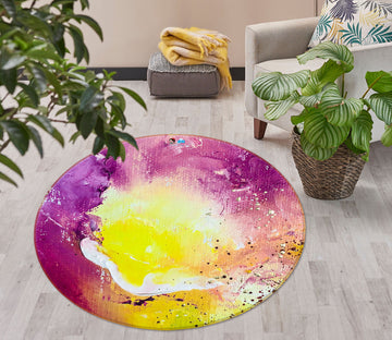 3D Purple Pigment 931 Skromova Marina Rug Round Non Slip Rug Mat