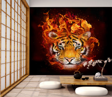 3D Fire Tiger 329 Wall Murals