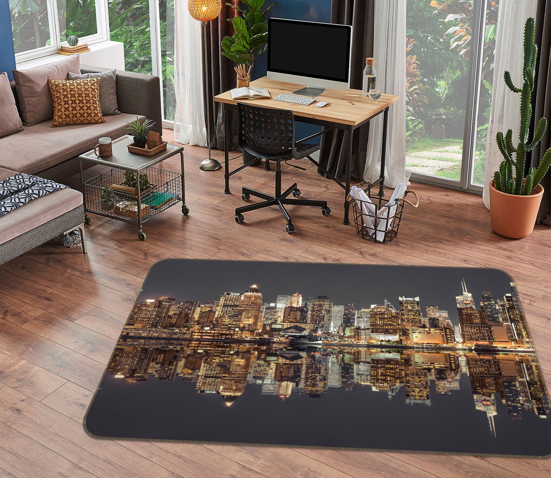 3D New York Architectural Reflection 83234 Assaf Frank Rug Non Slip Rug Mat