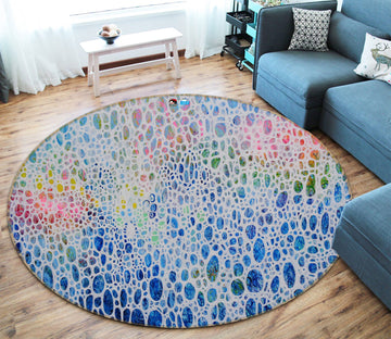 3D Blue Texture 1409 Misako Chida Rug Round Non Slip Rug Mat