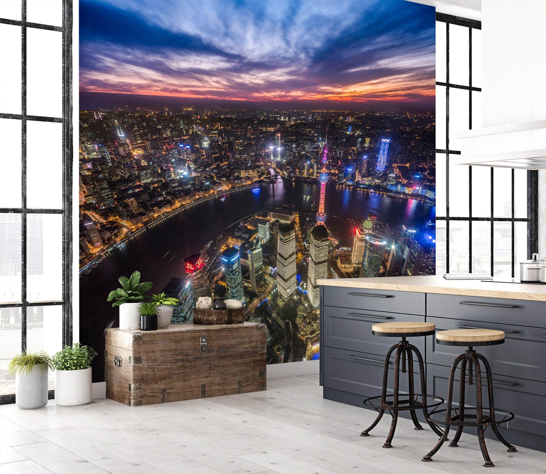 3D River At Night 1427 Marco Carmassi Wall Mural Wall Murals