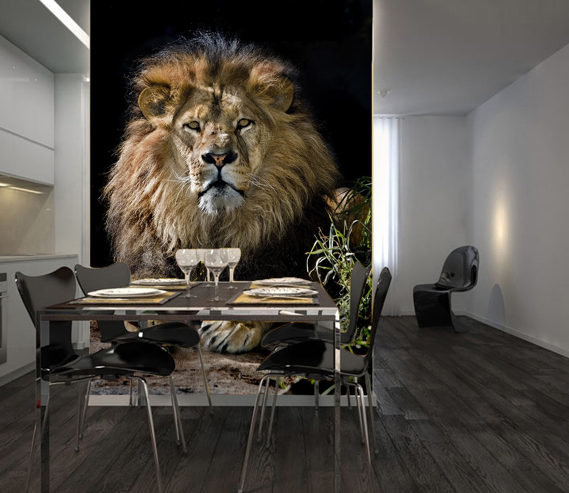 3D Lion Grass 140 Wall Murals