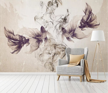 3D Goldfish Ink WC1880 Wall Murals