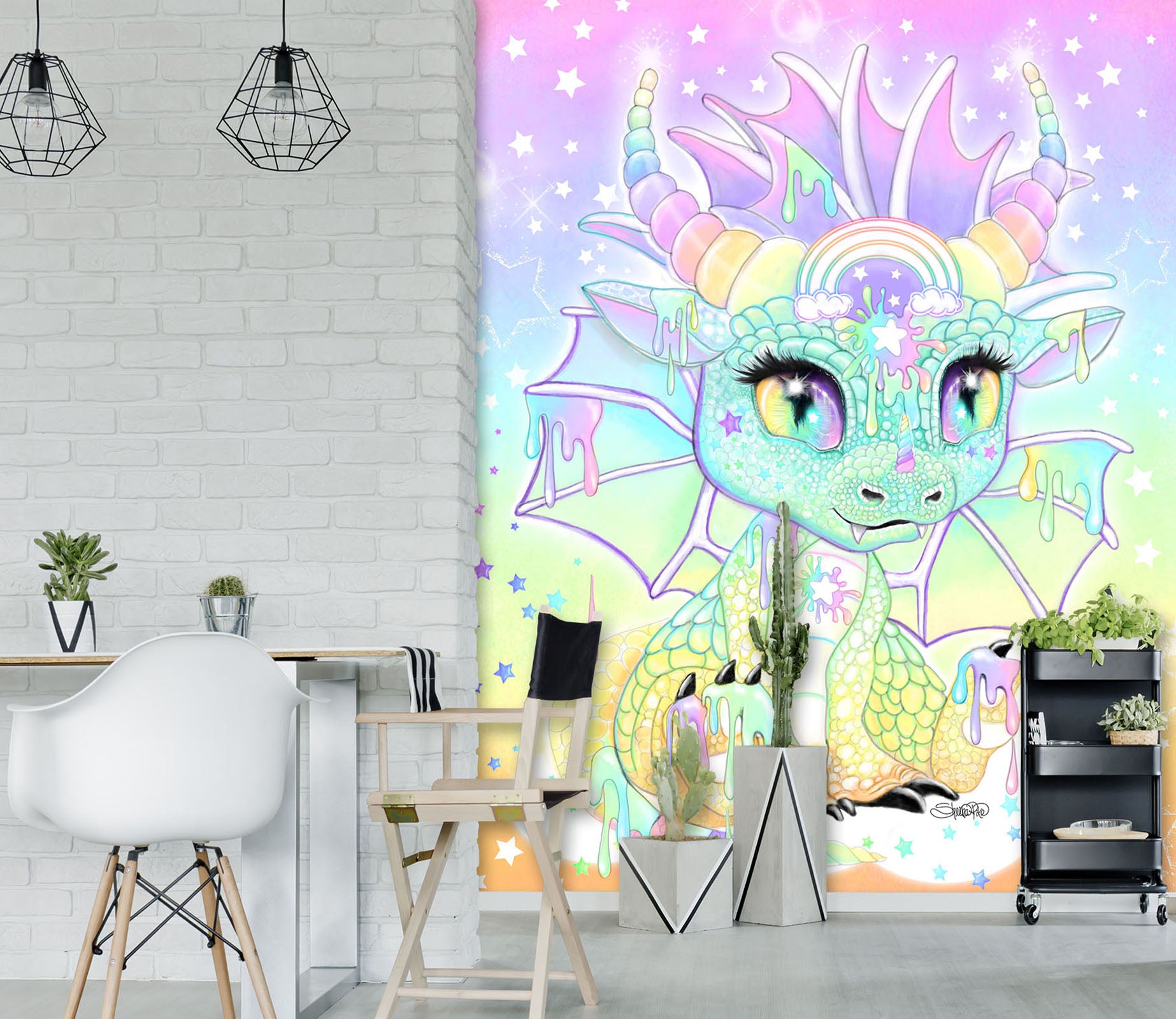 3D Rainbow Cartoon Dragon 8472 Sheena Pike Wall Mural Wall Murals