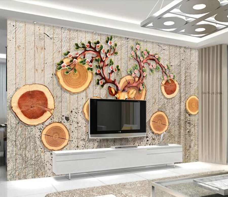 3D Wood Ring WC503 Wall Murals