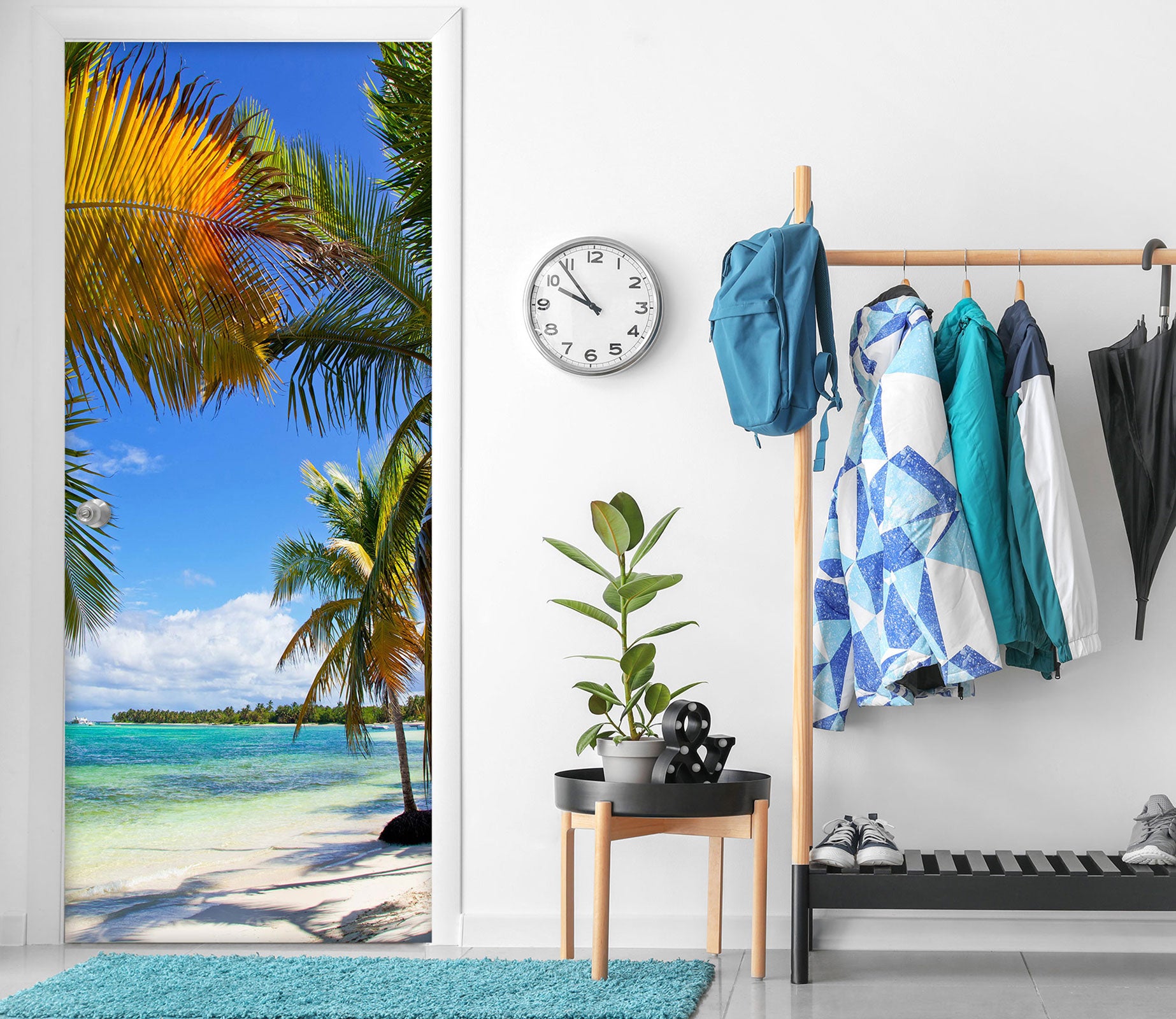 3D Seaside Coconut Tree 24011 Door Mural