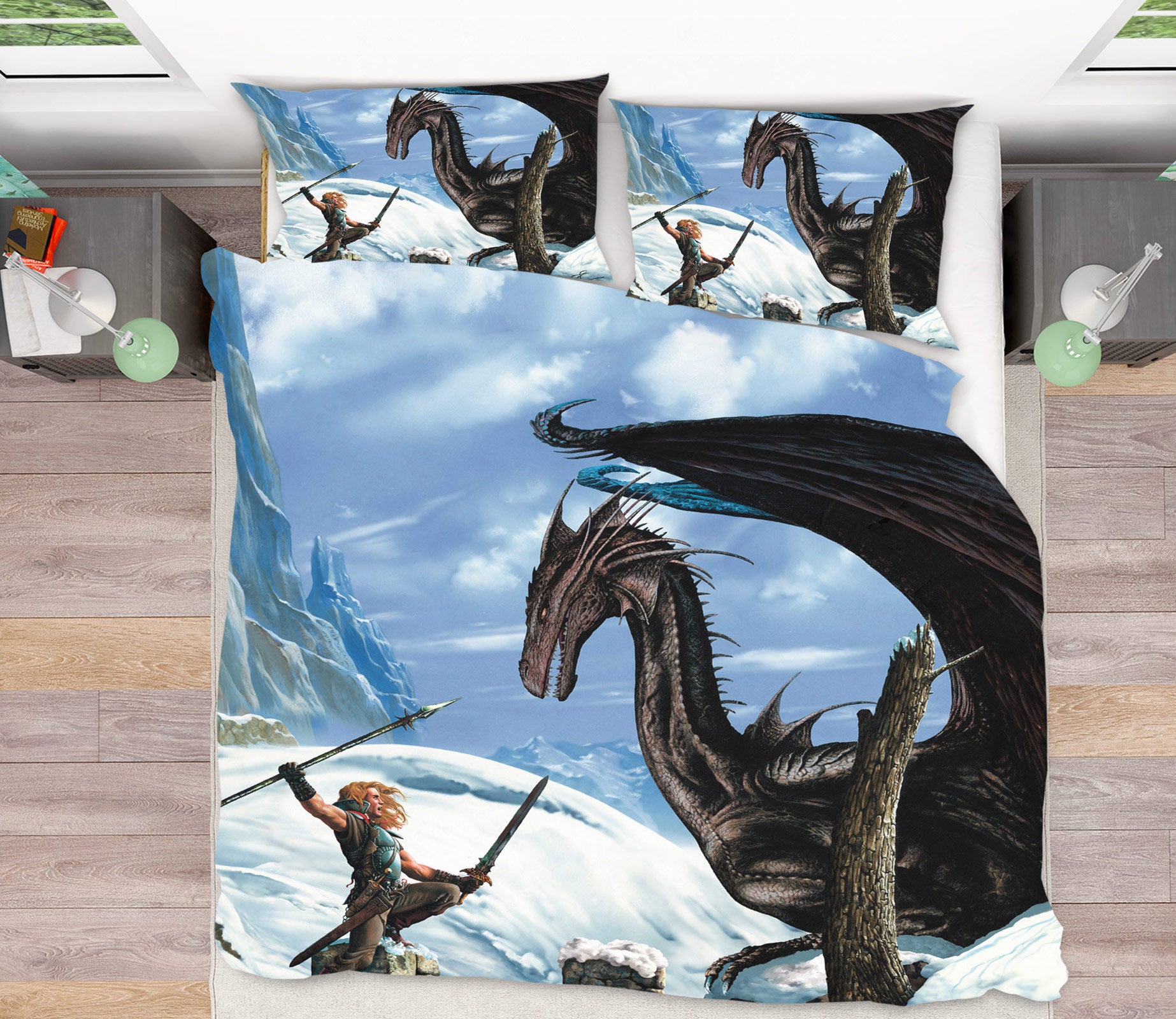 3D Snow Mountain Dragon 6163 Ciruelo Bedding Bed Pillowcases Quilt