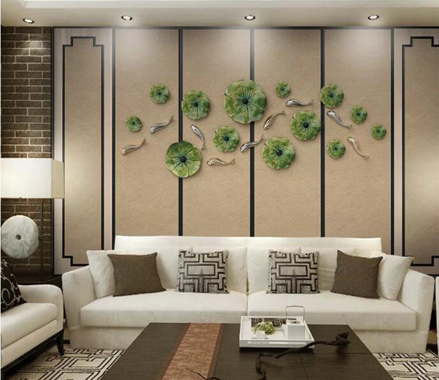 3D Lotus Leaf WC257 Wall Murals