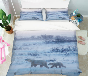 3D Blizzard Polar Bear 002 Bed Pillowcases Quilt