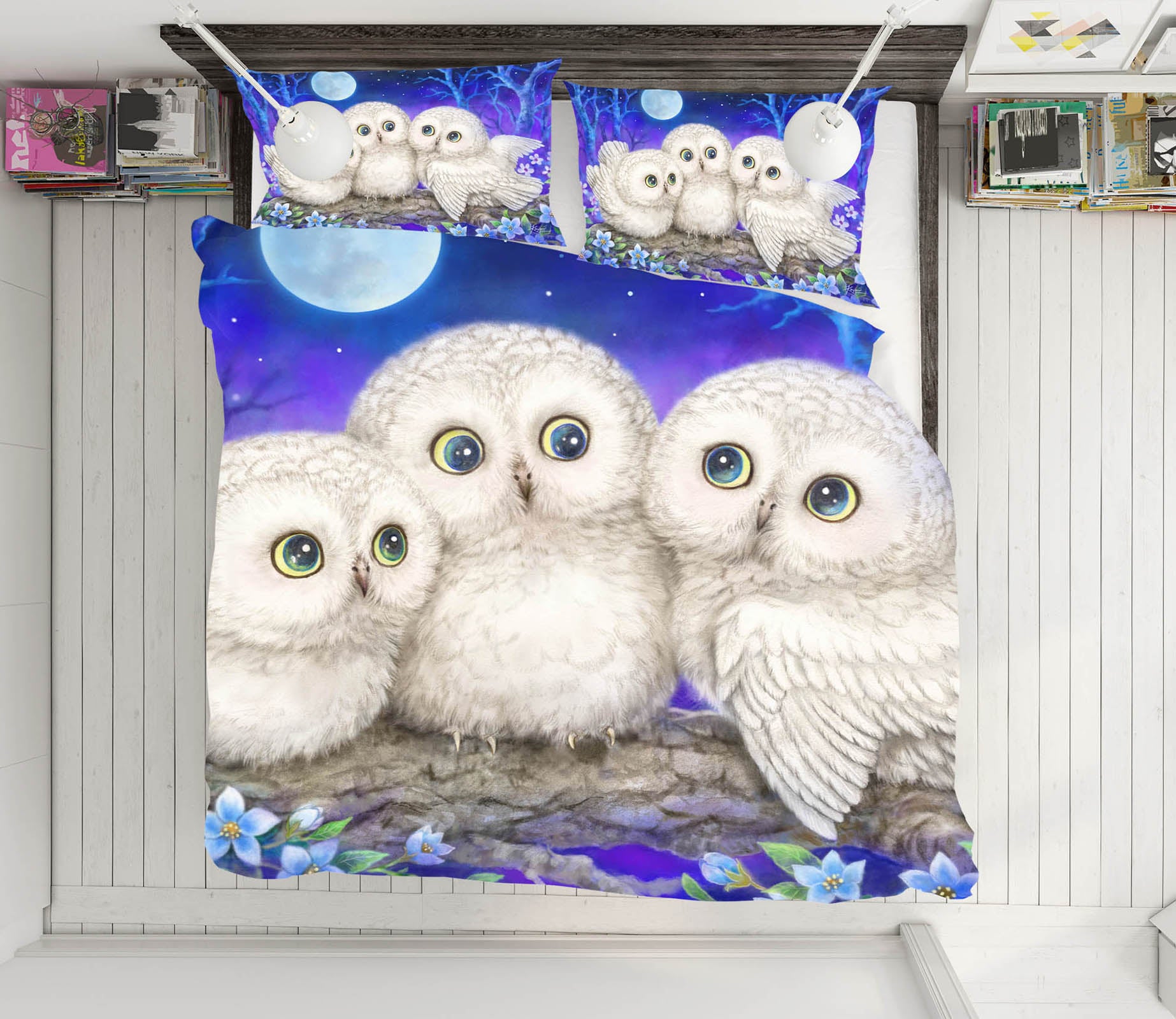 3D Owl Moon 5949 Kayomi Harai Bedding Bed Pillowcases Quilt Cover Duvet Cover